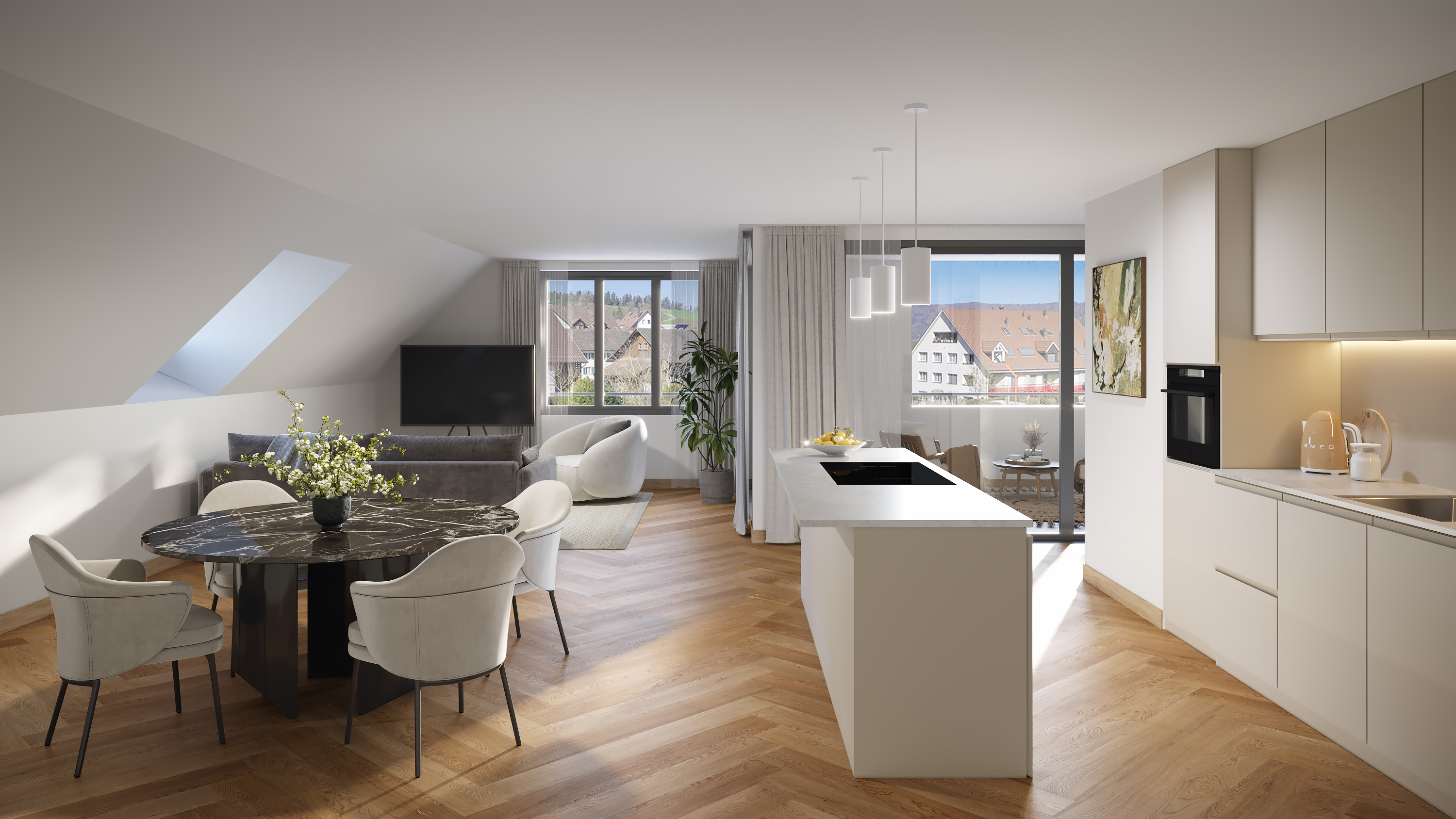 Grosszügige 4½ Zimmer-Wohnung im 1. Dachgeschoss mit Loggia